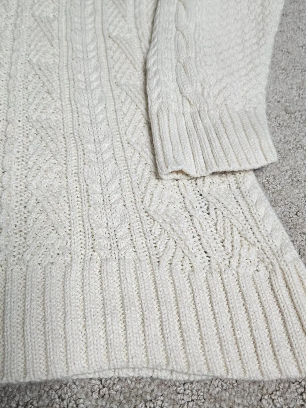 Lauren Ralph Lauren Women's XL Cable Knit Sweater Cream Linen/Cotton Roll Neck